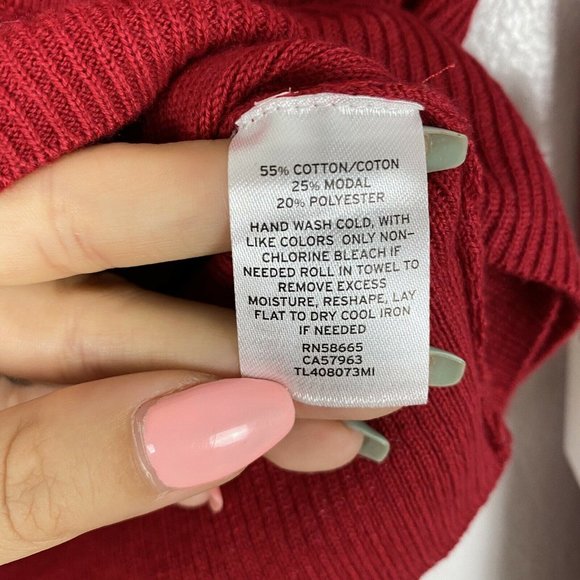 LEITH RIB WRAP SWEATER LONG SLEEVE TOP KNIT RED S - Picture 8 of 9